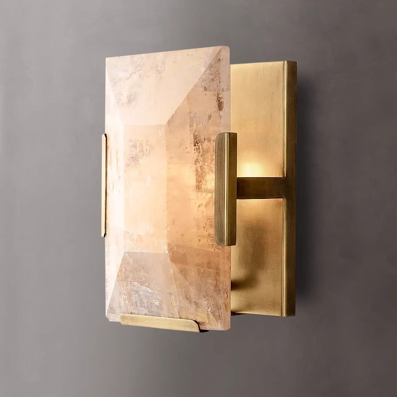 Solid Copper & Natural Stone Wall Sconce – Vintage Designer Wall Light