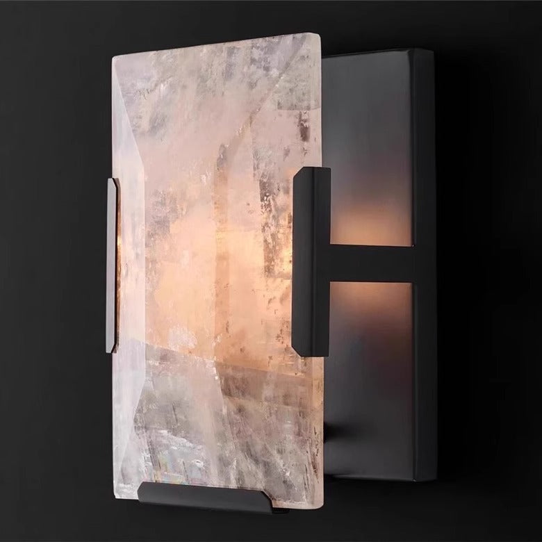 Solid Copper & Natural Stone Wall Sconce – Vintage Designer Wall Light
